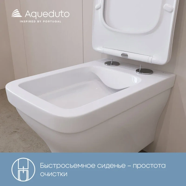 Унитаз подвесной Aqueduto ESTETA белый глянцевый EST0110 (детальная фотография), без бачка, со скрытым бачком