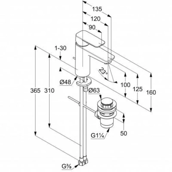Смеситель для раковины Kludi Pure&Style черный матовый 402903975 (детальная фотография), для раковины