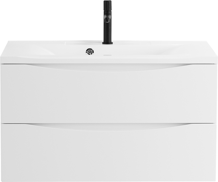 Тумба под раковину подвесная BelBagno Marino 100 см с двумя выкатными ящиками, bianco lucido MARINO-1000-2C-SO-BL-P (детальная фотография), современная, hi-tech