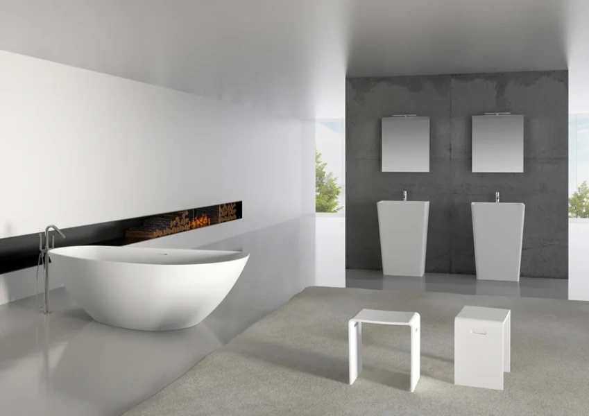 Ванна из искусственного камня Riho Granada B120001105, 170 x 80 см, левая, белый матовый (детальная фотография), без гидромассажа