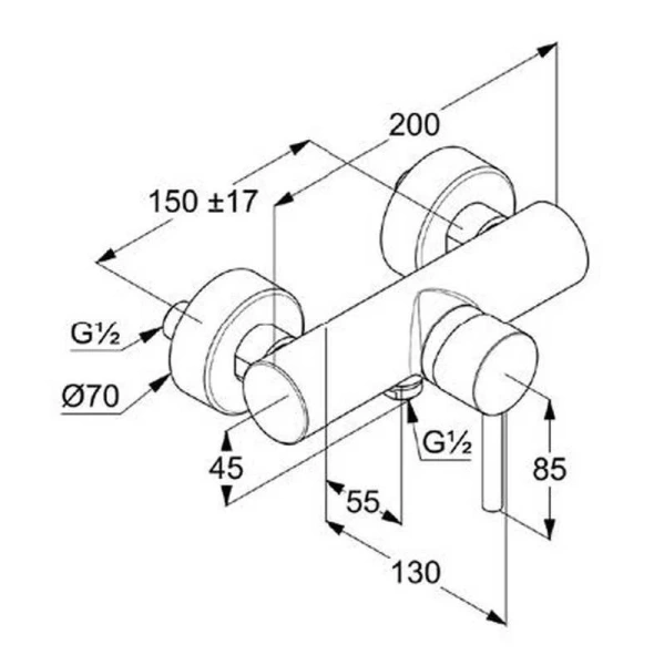 Смеситель для душа Kludi Bozz 38831 однорычажный (детальная фотография), современные, hi-tech