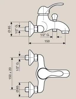 Смеситель для ванны Emmevi Melody 11001 11001CR (детальная фотография), для ванны