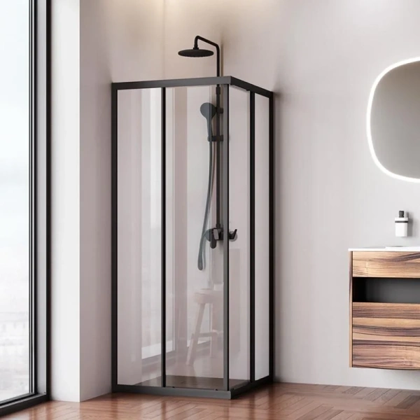Душевой уголок Am.Pm Sunny 80x80 см черный матовый W87G-403-8080-BT (детальная фотография), современные, hi-tech