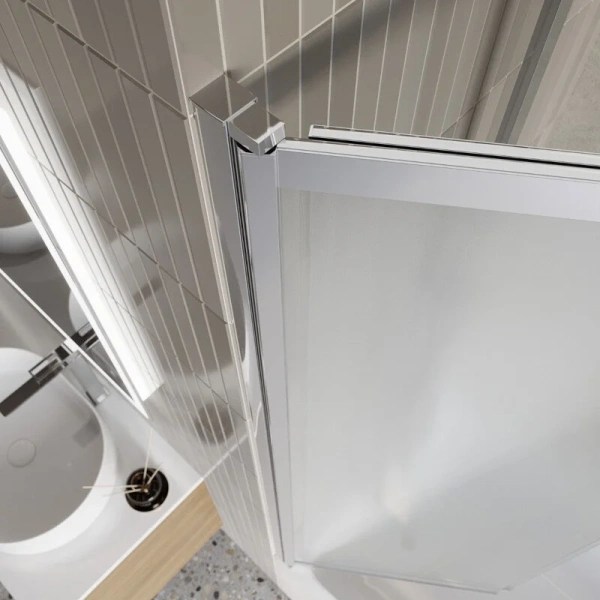 Шторка для ванны BelBagno Luce 90х145 см стекло рифленое профиль хром LUCE-VF-11-90/145-P-Cr (детальная фотография), хромированный профиль