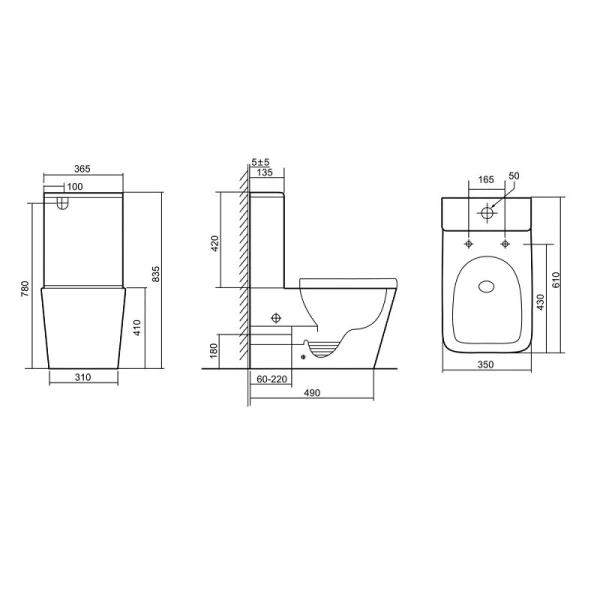 Унитаз компакт Abber Rechteck AC1210TM безободковый (детальная фотография), напольные