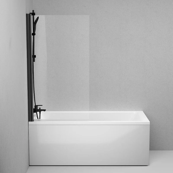Шторка для ванны Am.Pm Gem 80х140 см профиль черный W90BS-D080-140BT (детальная фотография), современные, hi-tech