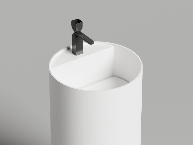 Раковина напольная Salini Armonia Round Top 01 белый матовый 130421TM (детальная фотография), круглой формы, моноблок