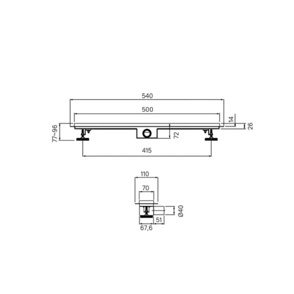 Душевой лоток IDDIS Level 50 см хром 975A5SB10DZ (детальная фотография), душевой лоток