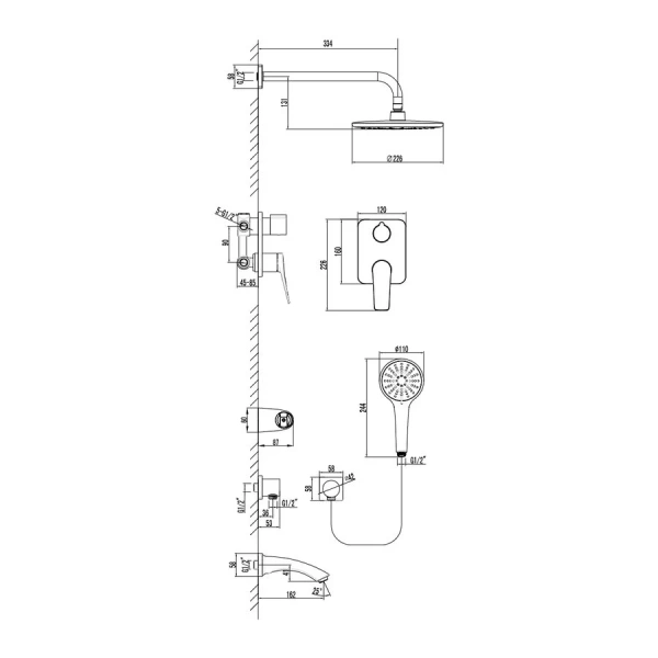 Душевой комплект Lemark Bronx черный LM3722BL (детальная фотография), душевые комплекты, наборы