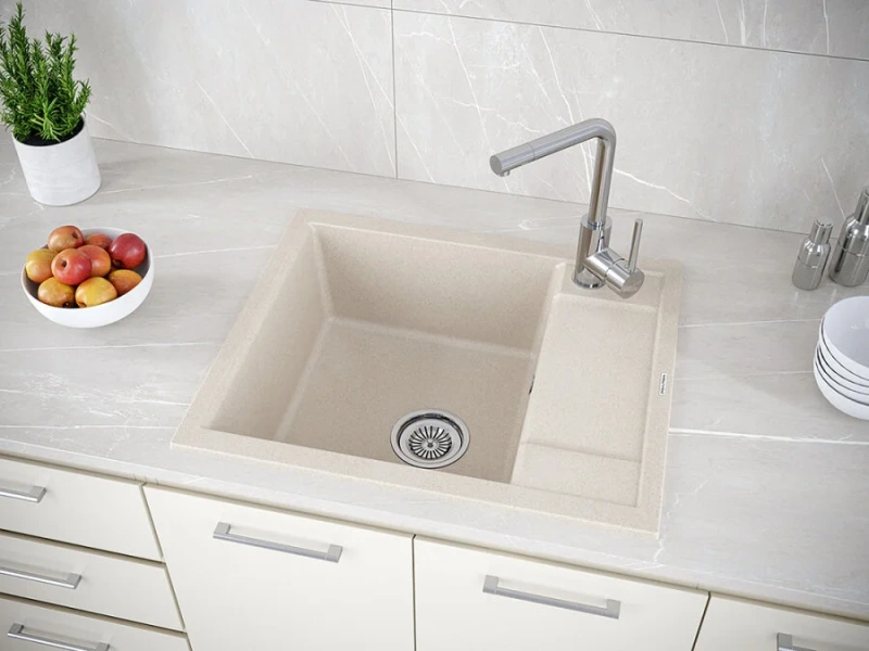 Мойка для кухни Paulmark Optimum 60 см бежевая PM216050-BE (детальная фотография), 60 см