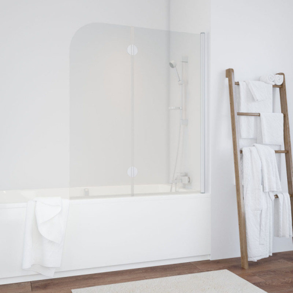 Душевая шторка на ванную профиль белый стекло прозрачное Vegas-glass E2V 120 01 01 R (детальная фотография)