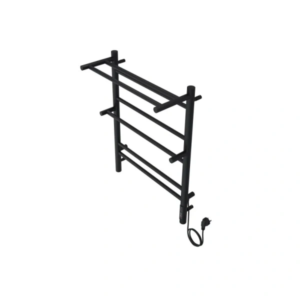 Полотенцесушитель электрический Акватек Альфа 50x70 см черный муар AQ EL RRP0770BL (детальная фотография), лесенка, вертикальные