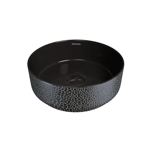 Раковина Grossman Color 35.5 см черная с текстурой кожи - фото 5