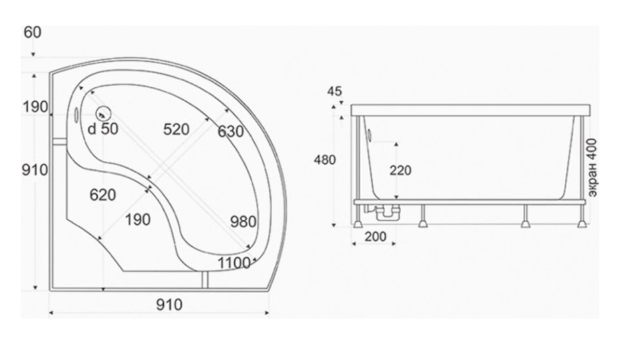 Схема (детальная фотография), высокие, глубокие от 30 см
