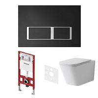 Унитаз с инсталляцией Tece TECEspring панель смыва черная матовая