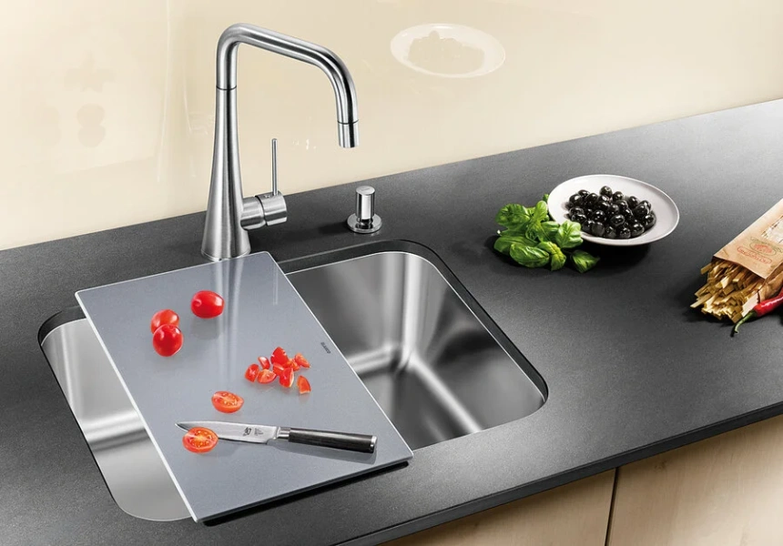 Мойка для кухни Blanco Supra 500-U 53 см сталь полированная 518205 (детальная фотография), из нержавеющей стали, стальные, металлические