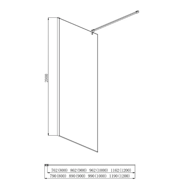 Душевая перегородка Акватек 100 см профиль черный, стекло прозрачное AQ WIW Print 10020BL (детальная фотография), современные, hi-tech