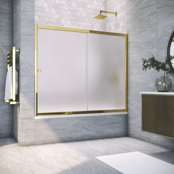 Душевая шторка на ванную профиль золотой стекло сатин Vegas-glass ZV 160 09 10 (детальная фотография)