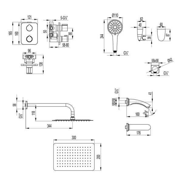 Душевой комплект Lemark Bronx графит LM3742GM (детальная фотография), другие