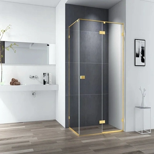 Душевой уголок Cezares Bellagio 100x100 см профиль брашированное золото - фото 2