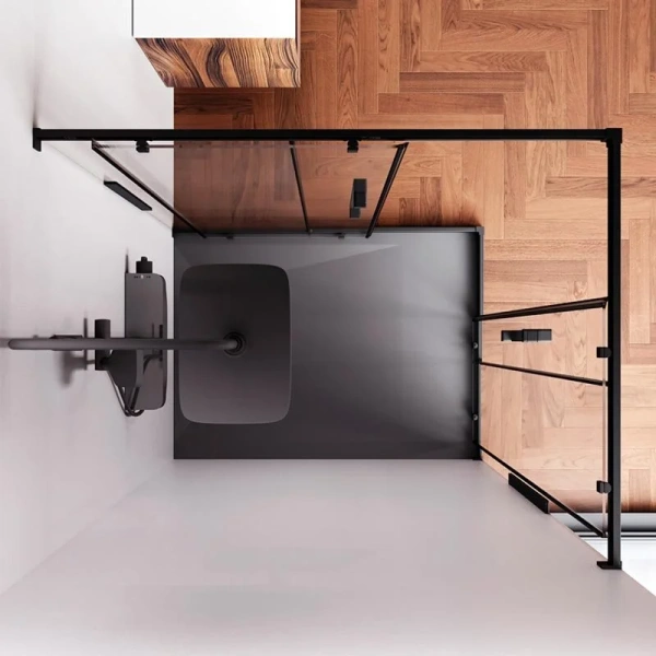 Душевой уголок Am.Pm Func 120x90 см профиль черный, стекло прозрачное W84G-403-12090-BТ (детальная фотография), 120х90