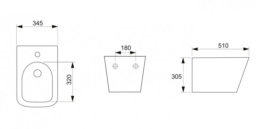 Биде подвесное Ceramica Nova Metric CN3008 санфарфор (детальная фотография), современные, hi-tech