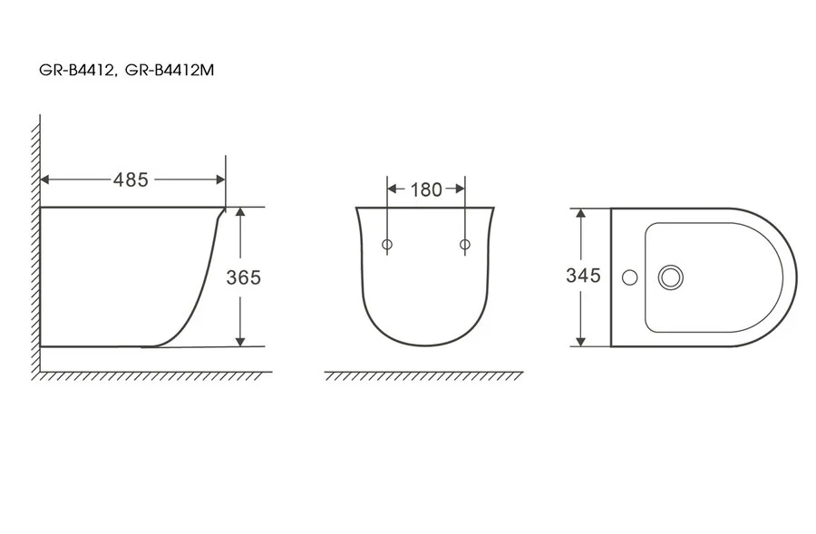 Биде подвесное Grossman GR-B4412 фаянс (детальная фотография), современные, hi-tech