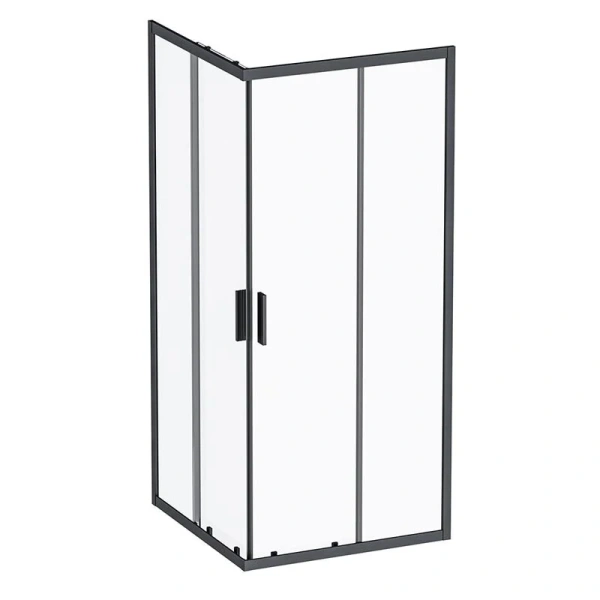 Душевой уголок Am.Pm Gem S 90x90 см профиль черный матовый, стекло прозрачное W93G-403-090BT (детальная фотография)