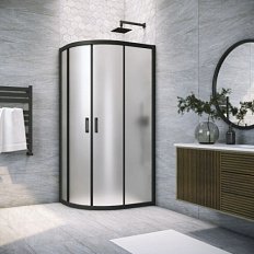 Душевой уголок профиль черный глянцевый стекло сатин Vegas-glass