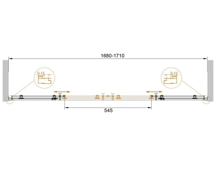 Шторка для ванны Cezares Eco 170х145 см прозрачное стекло ECO-O-VF-2-170/145-C-Cr (детальная фотография), 170 см