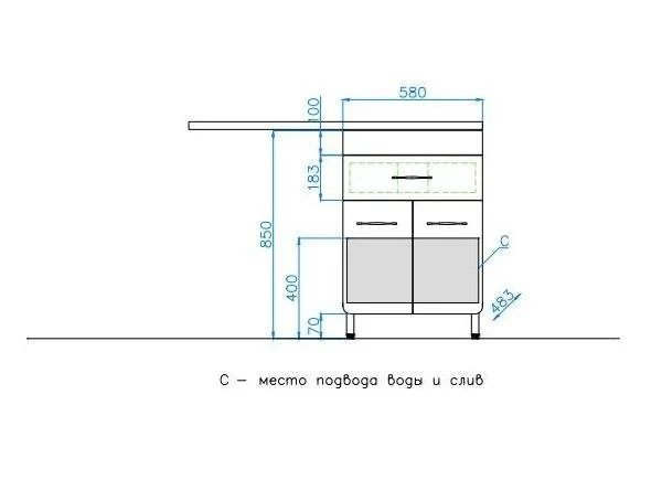 Тумба под раковину напольная Style Line Валеро 58 см белая ЛС-00000578 (детальная фотография), по запросу