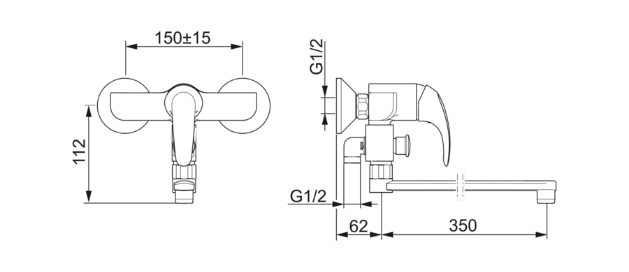 Смеситель универсальный однорычажный Oras Polara 1446Y (детальная фотография), для ванны