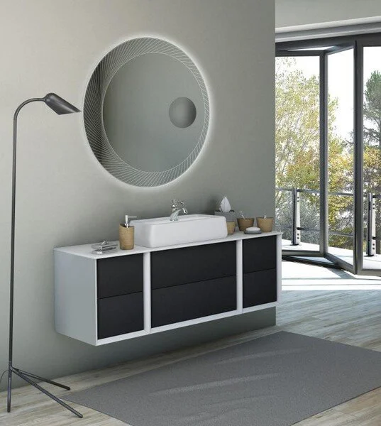 Тумба с раковиной подвесная Cezares Bellagio 140 см с выдвижными ящиками (детальная фотография)