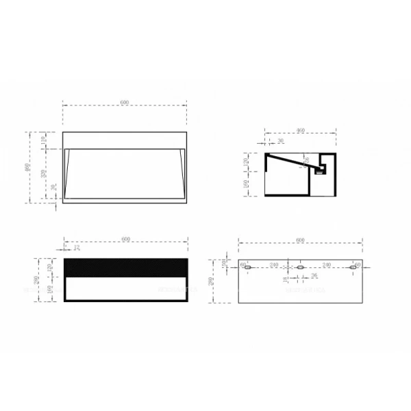 Тумба с раковиной подвесная Abber Stein 60 см белая матовая AS2645-0.6 (детальная фотография), в наличии