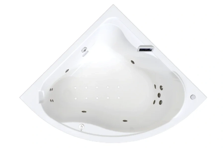 Гидромассажная ванна Радомир Альтея 2-83-2-0-0-219, 125 х 125 см, рама-подставка, фронтальная панель, слив-перелив, гидромассаж Люкс хром КУ 500, датчик уровня воды, turbo pool, озонатор, хромотерапия, радио, массаж спины, ступней, боковых поверхностей, а (детальная фотография)