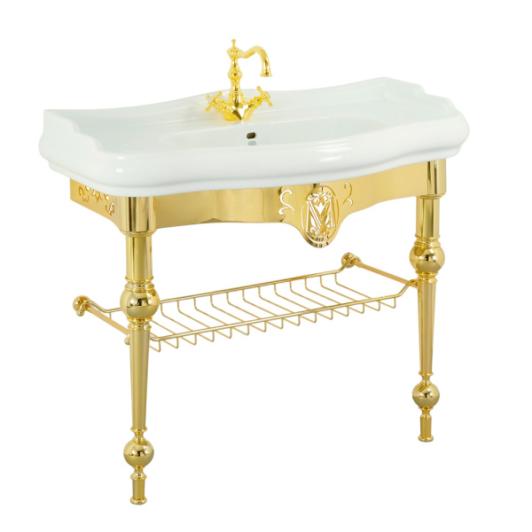 Раковина консоль Migliore Bella 20600 100 см с решеткой (детальная фотография), классические, ретро, декорированные
