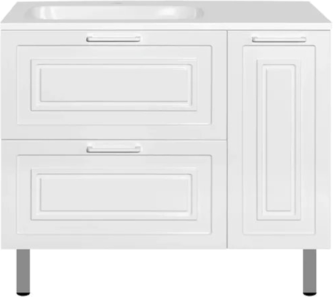 Тумба с раковиной Style Line Альба ЛС-00001005 90 см с бельевой корзиной (детальная фотография), окрашенные