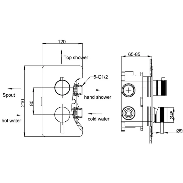 Смеситель для душа Boheme Cell золото 135-3-G (детальная фотография), для душа