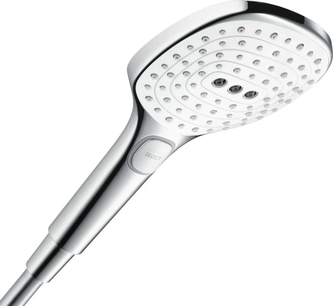 Душевой комплект Hansgrohe Raindance Select E белый/хром 26720400 (детальная фотография), хром, белые