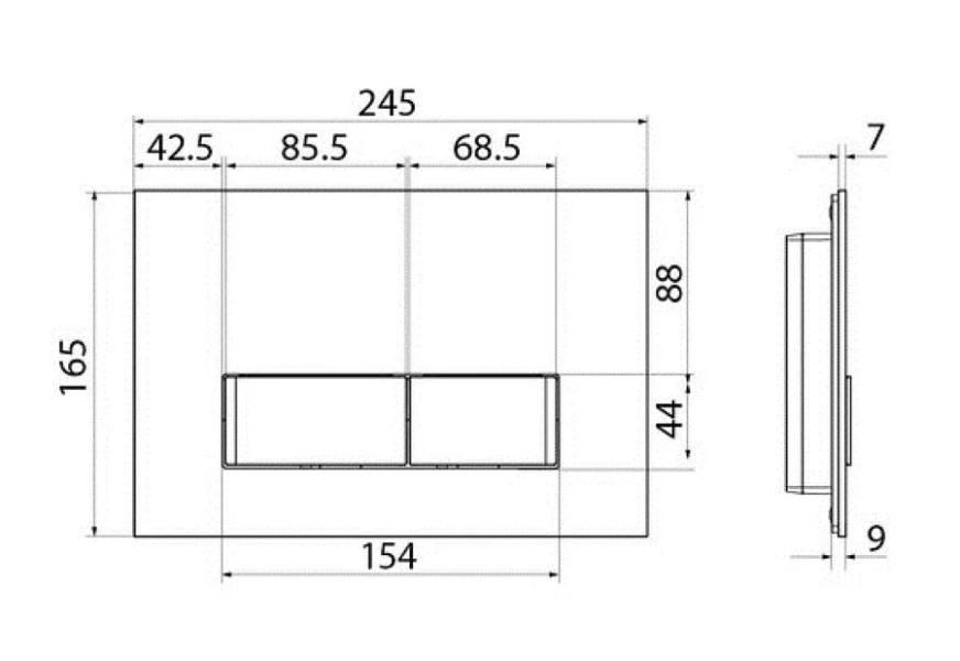 Клавиша смыва IDDIS Uniglass черное стекло UNG10GBi77 (детальная фотография), в наличии