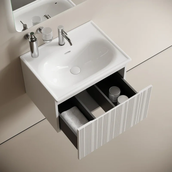 Тумба под раковину подвесная Sancos Code 60 см белая CD60W (детальная фотография), моноблок