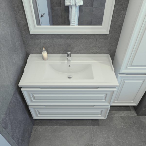 Тумба под раковину подвесная Caprigo Ponza-A 90 см Bianco 13523-В231 (детальная фотография), классика, ретро