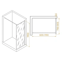 Душевая перегородка RGW Walk In 80 см профиль золото, стекло прозрачное