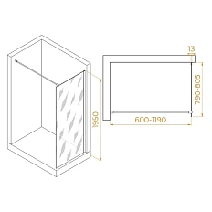 Душевая перегородка RGW Walk In 80 см профиль золото, стекло прозрачное
