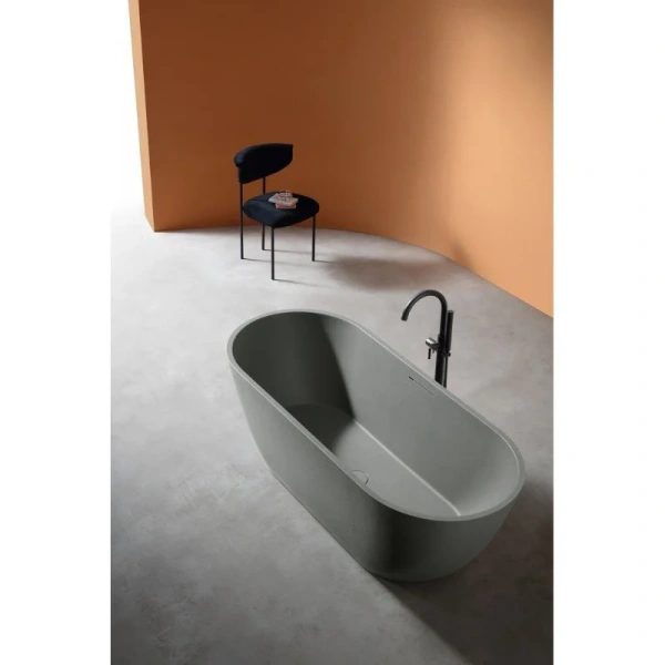 Ванна из искусственного камня Abber Frankfurt 170x75 см светло-серая матовая AM9941MLG (детальная фотография), современныe, hi-tech