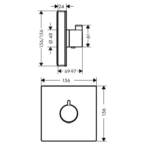 Смеситель для душа Hansgrohe ShowerSelect Highflow 15734 термостатический (детальная фотография), для душа