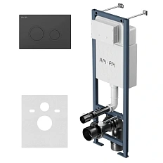Инсталляция для унитаза Am.Pm ErgoFit клавиша черная матовая, кнопки круглые