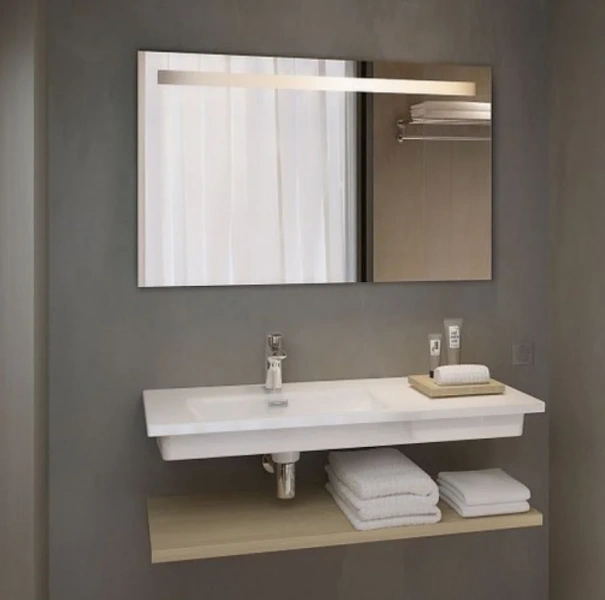 Раковина Jacob Delafon Vox 101 см подвесная с левым крылом EXAD112-00 (детальная фотография), подвесные, пристенные