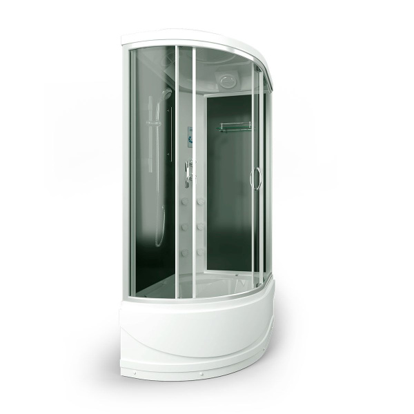 Душевая кабина правосторонняя, задняя стенка чёрная, стекло тонированное, Erlit Comfort ER4512TPR-C4 ER4512TPR-C4-RUS (детальная фотография), с высоким, глубоким поддоном, глубокий поддон