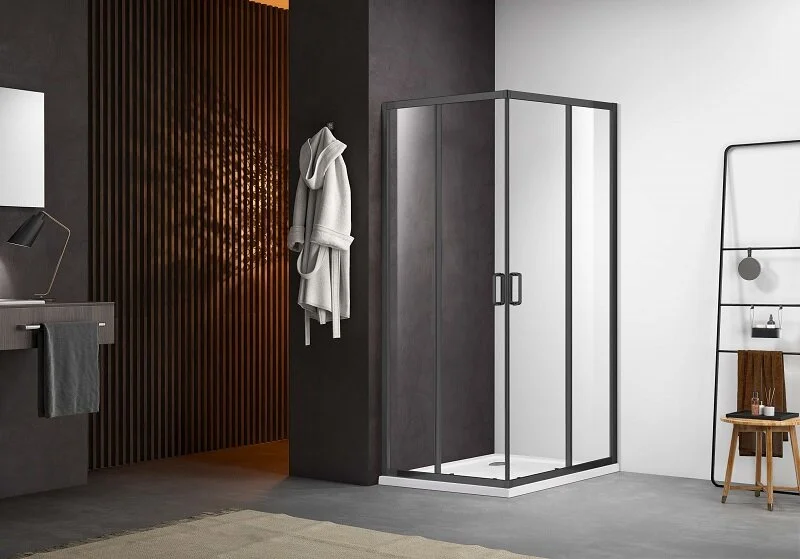 Душевой уголок Акватек 80x80 см профиль оружейная сталь AQ ARI KV 08020GM (детальная фотография), современные, hi-tech
